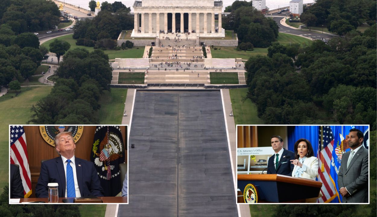 composite reflecting pool, trump inset and pirro inset with kash patel and blanche