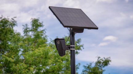 Flock ALPR camera and solar panel