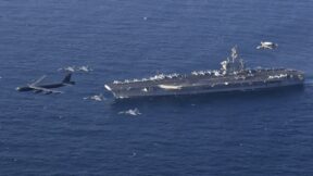 uss abraham lincoln at sea in 2019 file photo