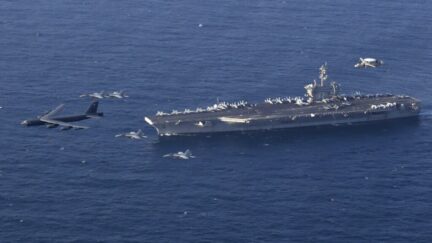 uss abraham lincoln at sea in 2019 file photo