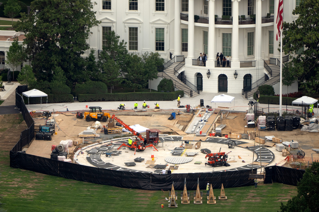 white house helipad under construction
