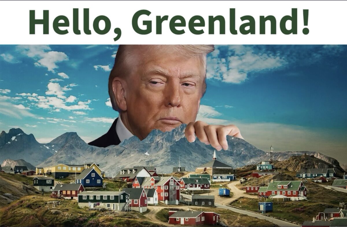 Donald Trump Truth Social post trump's head looms over greenland