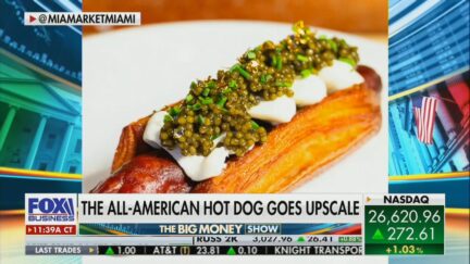 screenshot of a caviar covered hot dog