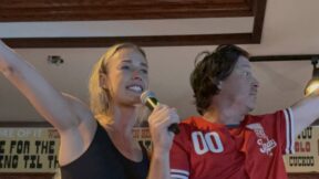 Sophie Cunningham sings at a bar after her Indiana Fever game