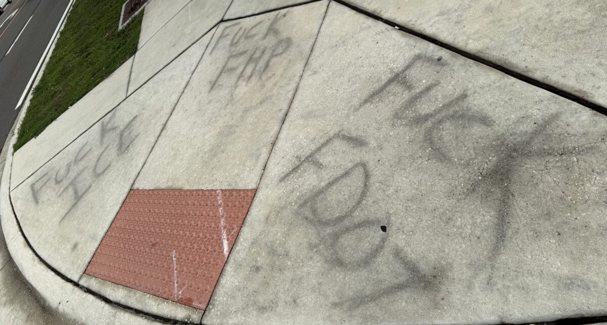 tri-fuck messages on pulse sidewalk