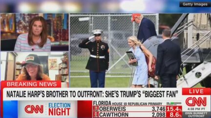 Erin Burnett interviewing Preston Harp on CNN