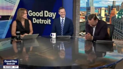 Ryan Ermanni loses it on Good Day Detroit when he's asked by his co-host if he can 