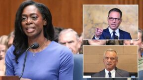 Erica Scwartz (AP Photo/Mariam Zuhaib); Josh Shapiro, upper right (AP Photo/Marc Levy); Robert F. Kennedy Jr, lower right (AP Photo/Mariam Zuhaib)