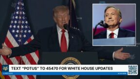 President Donald Trump speaking at a microphone (Screenshot) Ken Paxton, Inset (AP Photo/Julia Demaree Nikhinson)