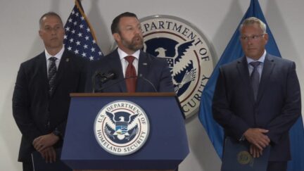 DHS Secretary Markwayne Mullin clashes with a female reporter over the Trump Administration's crackdown on illegal immigration