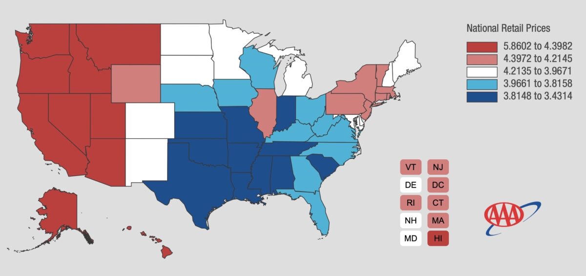 state gas prices for Labor Day weekend