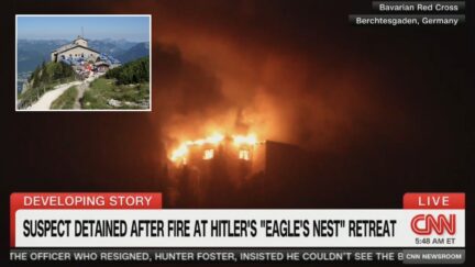 composite inset file photo of eagle's nest main image cnn screenshot showing building in flames