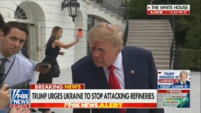trump leans in to hear reporter's question