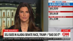 Kaitlan Collins with alaska voter numbers graphic on screen next to her