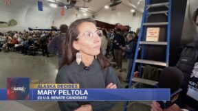 Mary Peltola answers a reporter's question
