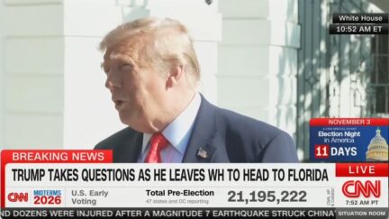 Donald Trump speaking at White House